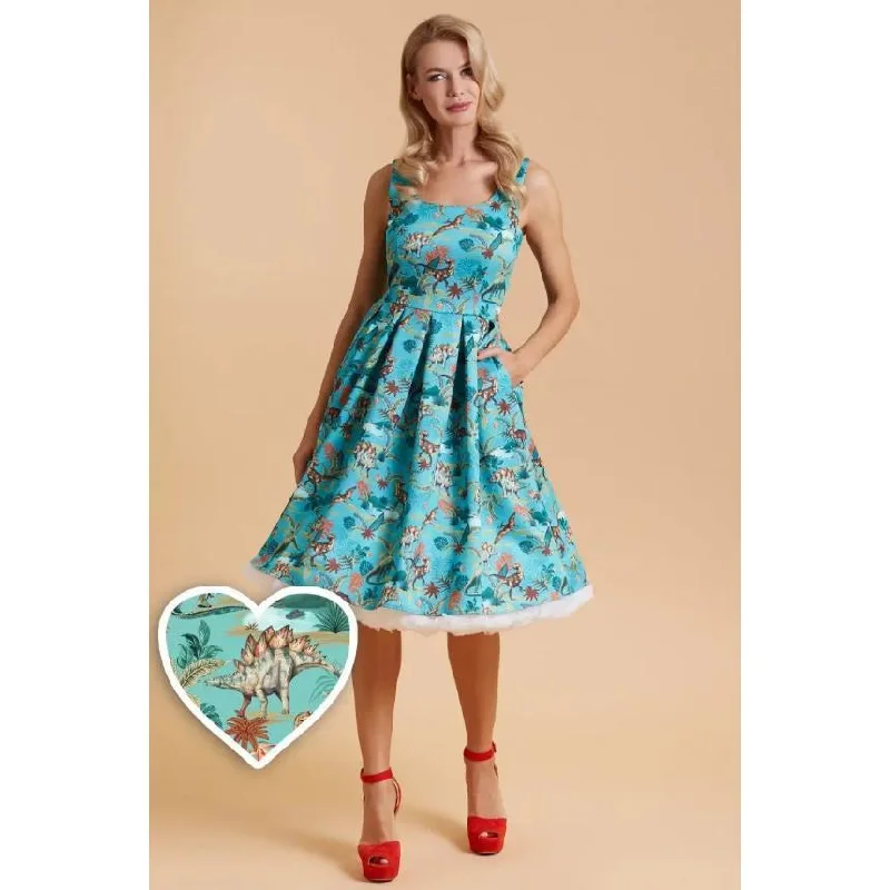 Dolly & Dotty Amanda Swing Dress in Dinosaur Print Tunics Fleece cozy