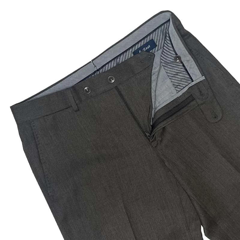 Dark Taupe Luxury Twill Dress Pant - Houston Fit | Ballin Fashionable Button-Up Pants