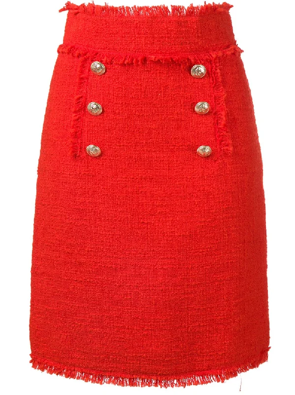 bouclé tweed frayed skirt denim skirt trendy