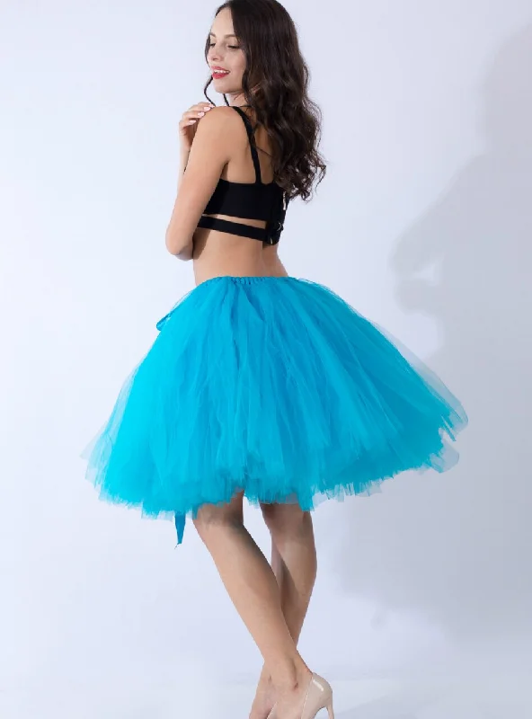 Blue Tulle Short Dance Tutu Skirt ruffled skirt detail