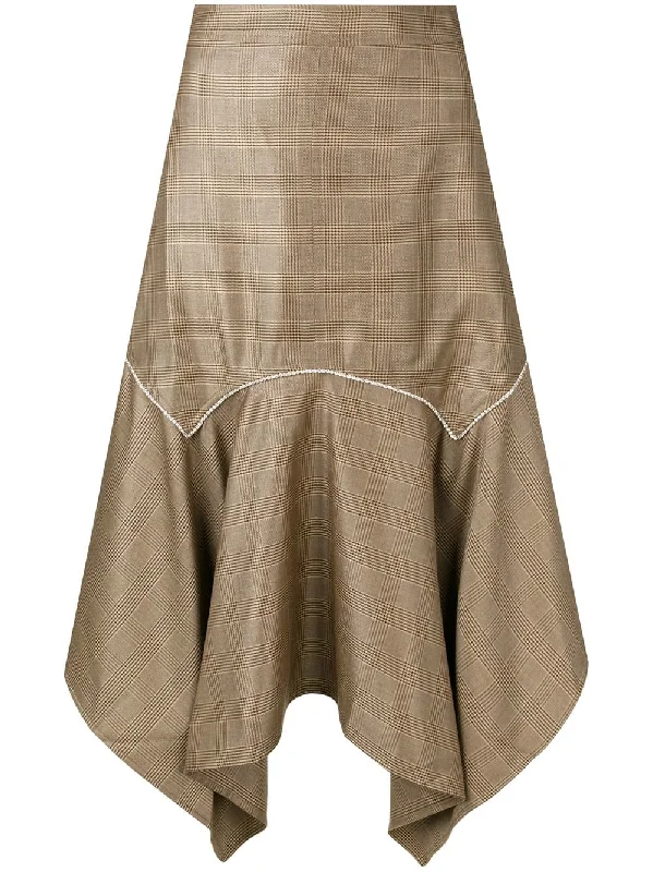 plaid asymmetric skirt velvet skirt luxurious