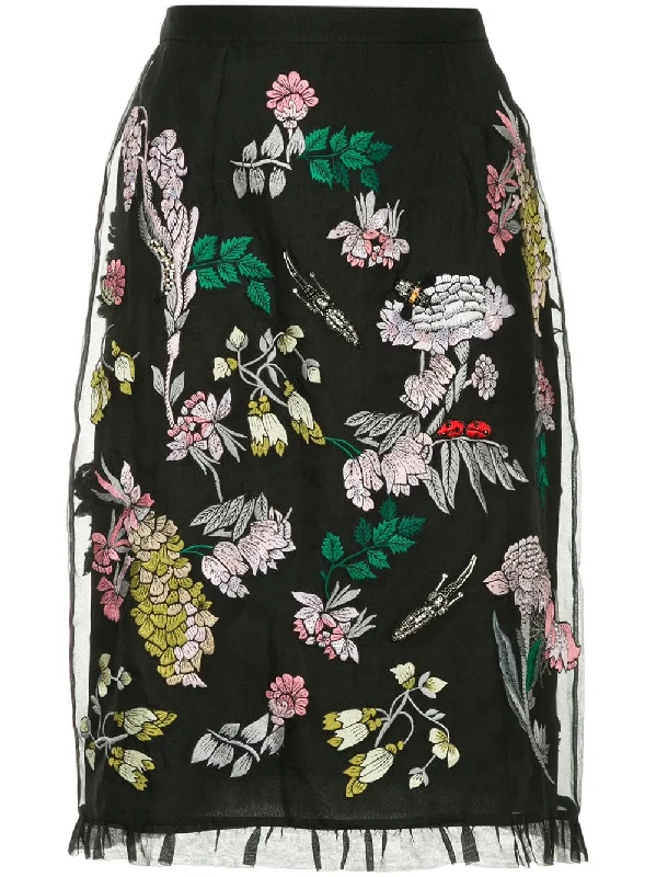 embroidered tulle layer skirt cashmere skirt soft