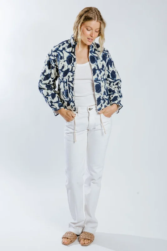 Chaina Cropped Jacket Zip Front Button Front Snap Front
