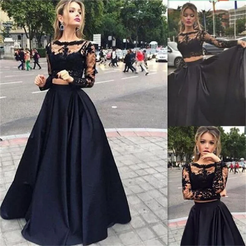Long Prom Dress ,Black Prom Dress,Prom Dress With Lace ,Long Sleeve Prom Dress ,Elegant Prom Dress,Custom Prom Dress,Party Dresses,Evening Dresses,PD0045 Tunics Fall fleece
