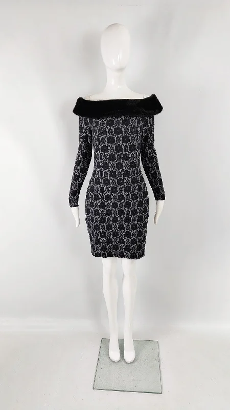 Ikito Vintage Faux Fur & Lace Party Dress Tunics Favorite customer