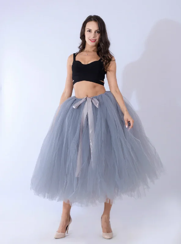 Gray Tulle Tutu Middle Skirt lace skirt romantic
