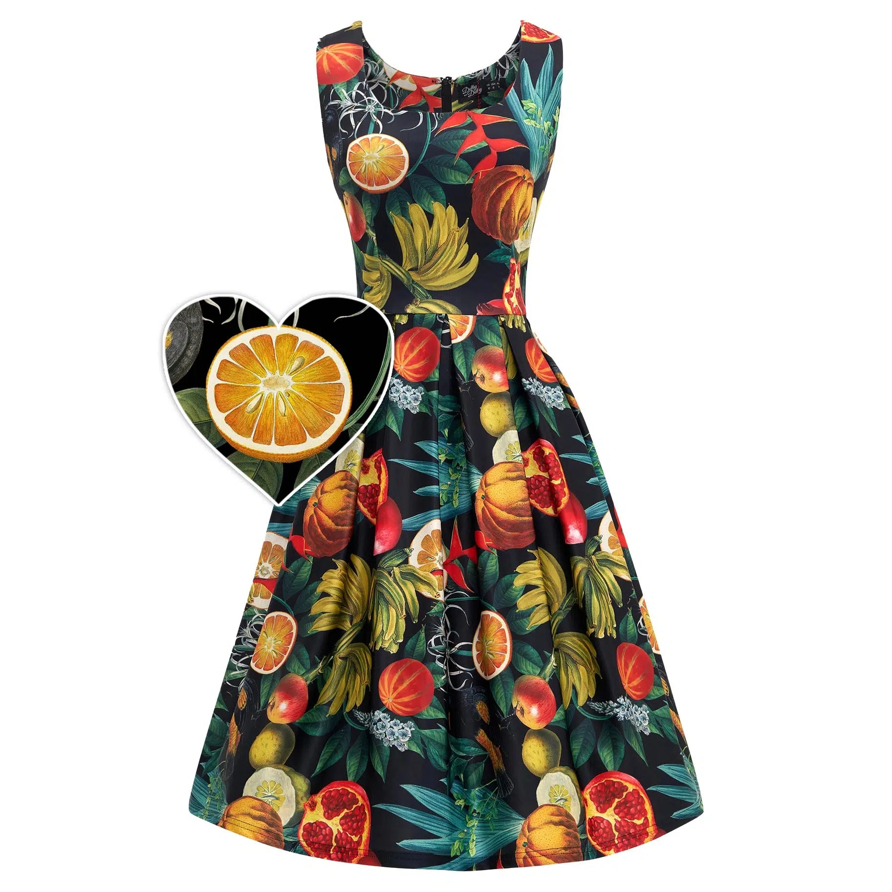 Dolly & Dotty Amanda Swing Dress in Black Tropical Print Casual Short Summer