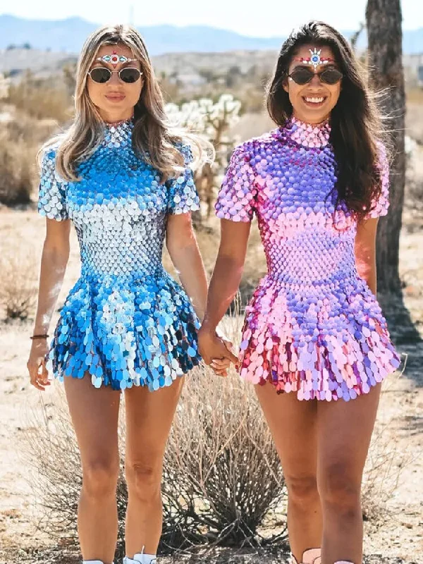 Shining Sequins Short Dress for Women Party Dress Nightclub Performance Dance Costume Show Stage Wear Tunics Bestseller popular