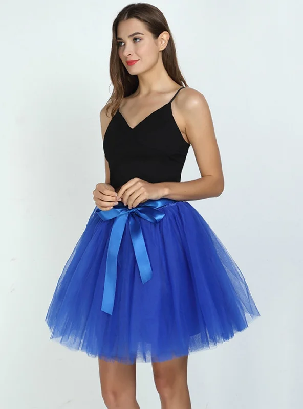 Royal Blue 7-Layer Short Tulle Skirt leather skirt refined