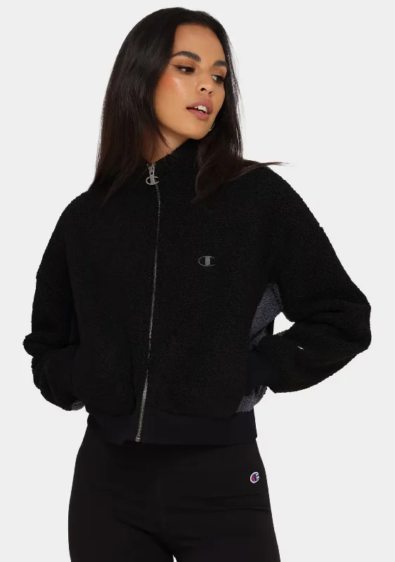 Champion Womens Sherpa Jacket <br> CTMDN BLK Print Jacket Jacquard Jacket Embroidered Jacket