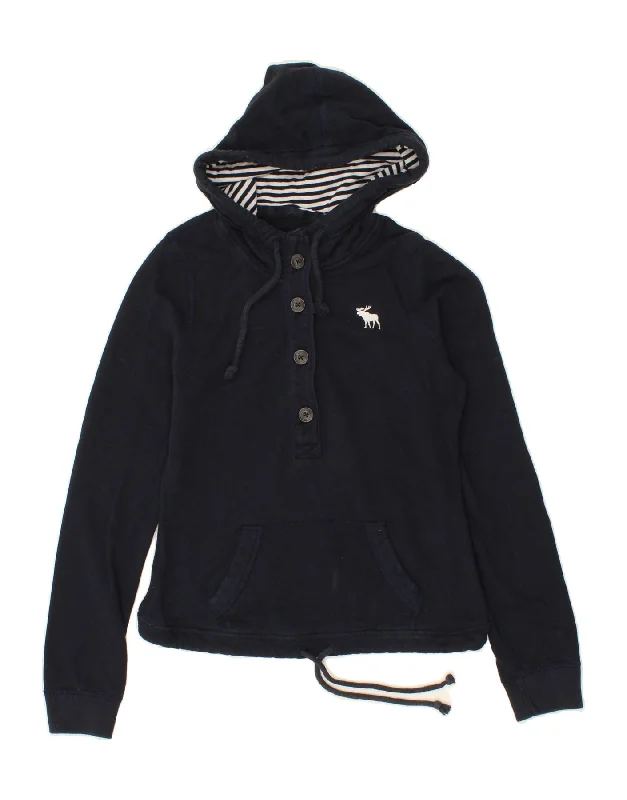 ABERCROMBIE & FITCH Womens New York Hoodie Jumper UK 14 Medium Navy Blue Hoodie with Magnetic Closure Innovative Modern