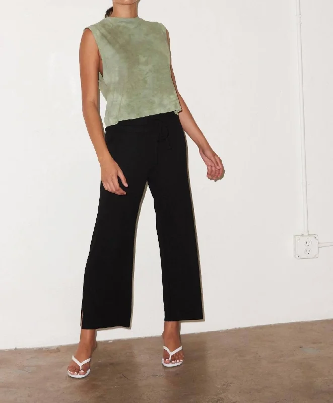 Core Ribbed Kismet Pant In Black Relaxed Linen Pants