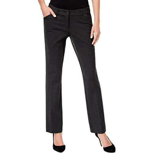 Alfani Womens Leather Trim Straight Leg Dress Pants Gray 6 Classic Stretch Pants
