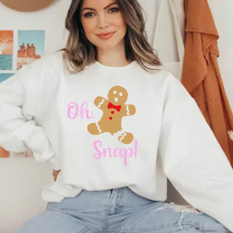 Oh, Snap! Sweatshirt Hoodie with Rolled Sleeves Casual Relaxed