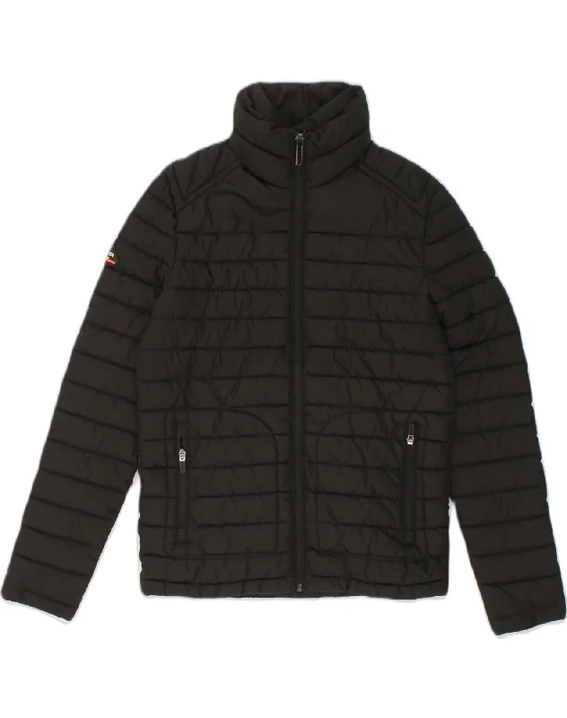 SUPERDRY Womens Padded Jacket UK 6 XS Black Polyester Striped Jacket Polka Dot Jacket Floral Jacket