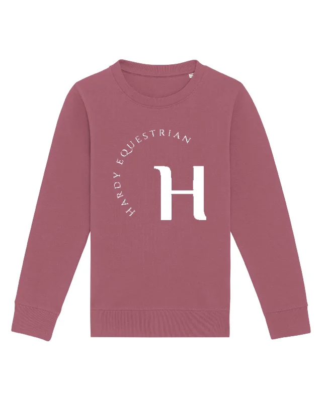 Hardy Equestrian Women's Iconic Crew Neck Sweatshirt Rose Hoodie with Button Placket Classic Preppy