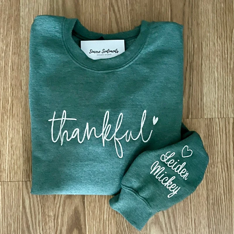 Thankful Sweatshirt Hoodie with Gradient Ombre Colorful