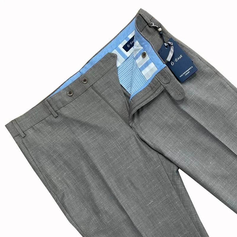Loro Piana - Wool Silk Linen Pant - Taupe Mix | Ballin Elegant Silk Pants