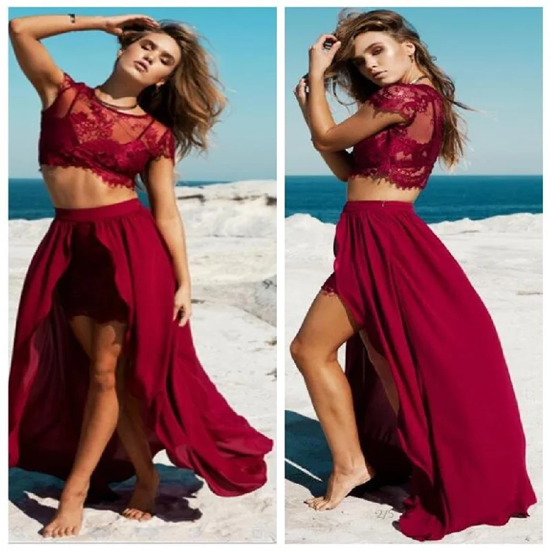 Burgundy Prom Dress,Sexy Slit Prom Dress,Two-piece Party Dress ,Cheap Prom Dress,Wedding Dresses ,Evening dresses, Prom Dresses,Long Prom Dress ,Prom Dresses Online,PD0091 Tunics Evening elegant