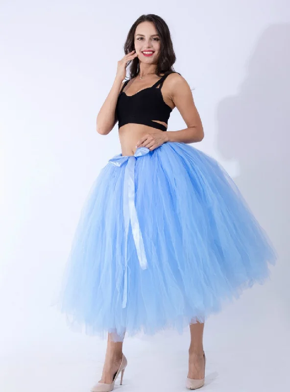 Lake Blue Tulle Tutu Middle Skirt lace skirt intricate