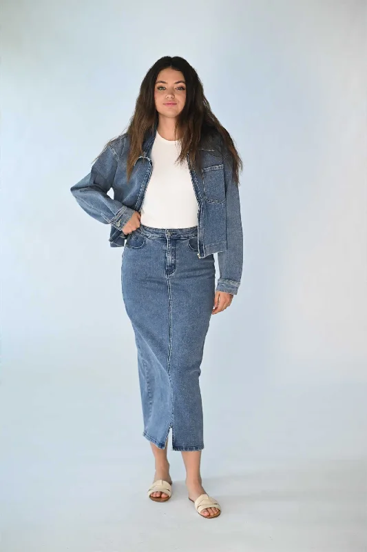 Monn Zip Up Denim Jacket Ribbed Jacket Pleated Jacket Ruffled Jacket