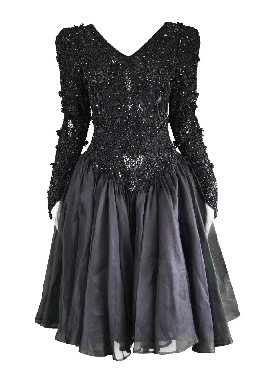 Vintage Haute Couture Beaded Party Dress, 1980s Tunics Fashionable trendy