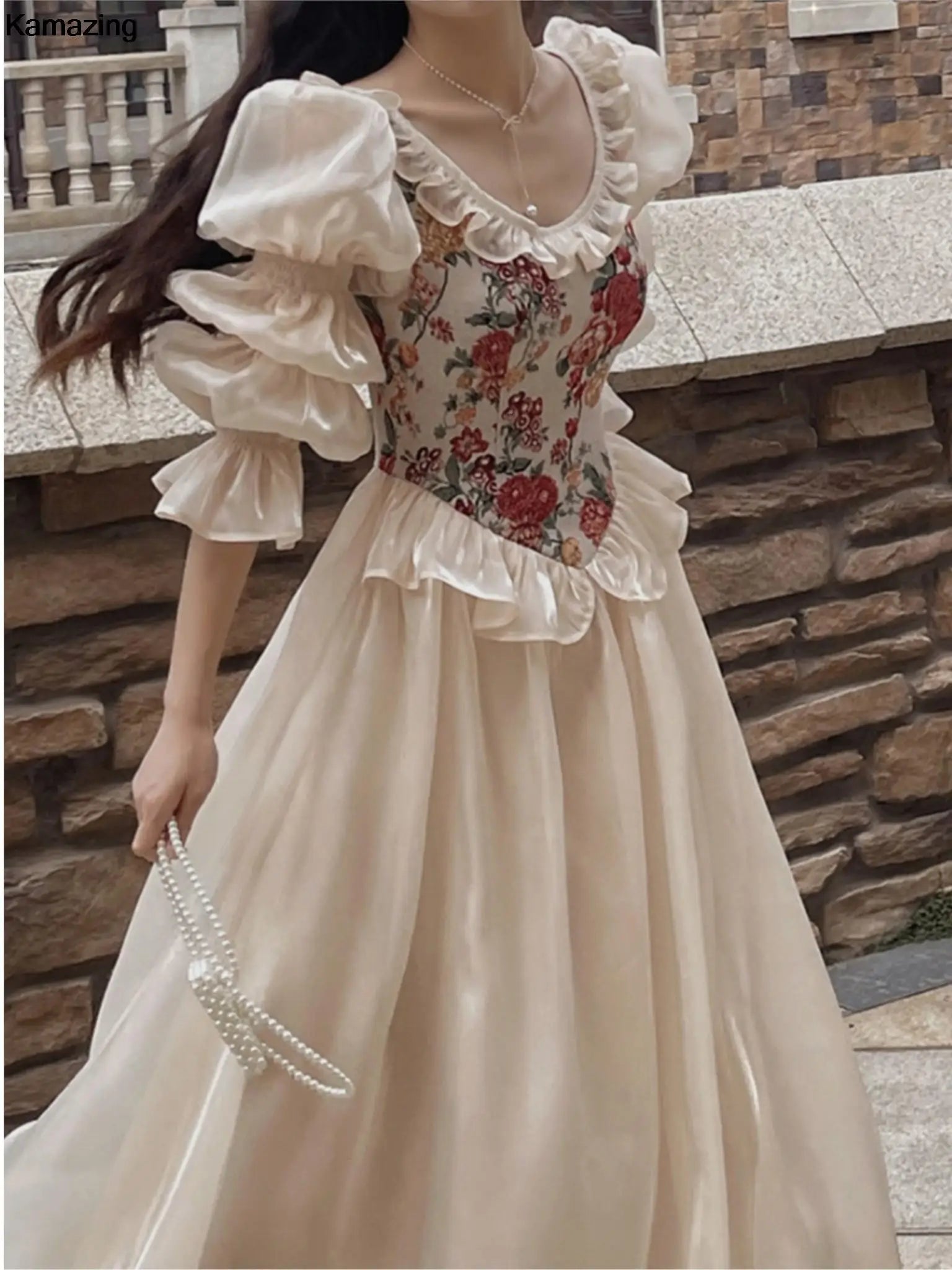 Wjczt France Vintage Embroidery Evening Party Dress 2023 Autumn Lantern Sleeved Princess Fairy Vestidos Women Korea Ruffles Clothes Tunics Favorite customer