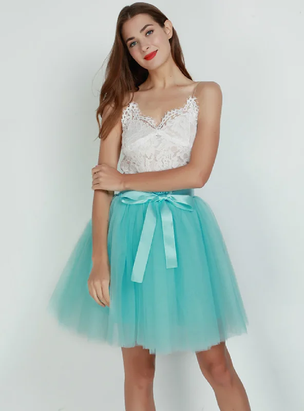 Sky Blue 7-Layer Short Tulle Skirt chiffon skirt flowing