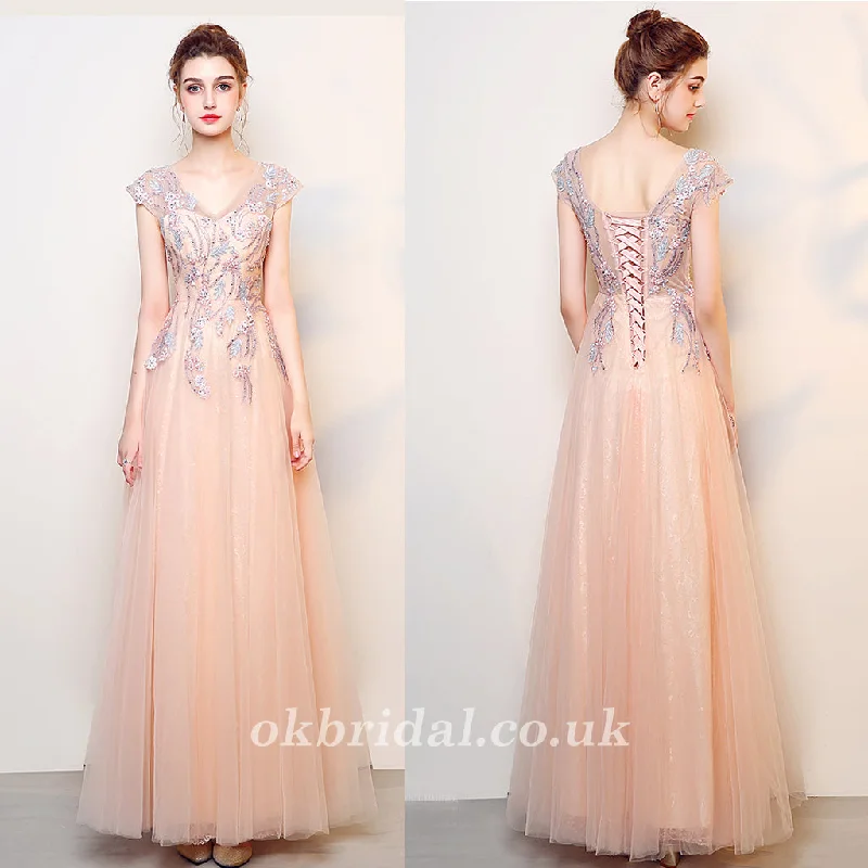 Lace Prom Dress, V-Neck Prom Dress, Tulle Prom Dress, A-Line Prom Dress, Applique Prom Dress, Lace-up Back Party Dresses, LB0889 Tunics Review highly