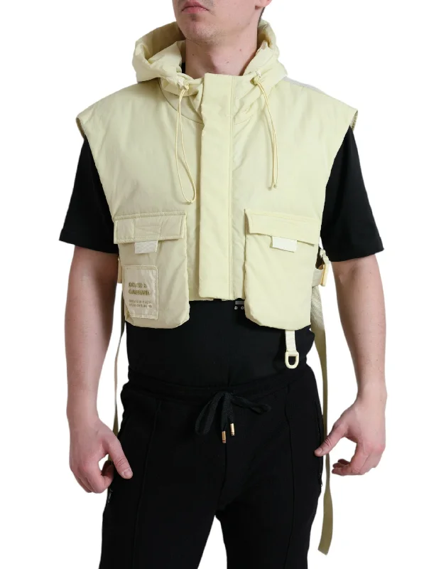 Sunshine Yellow Hooded Vest Jacket Wool Jacket Cashmere Jacket Tweed Jacket