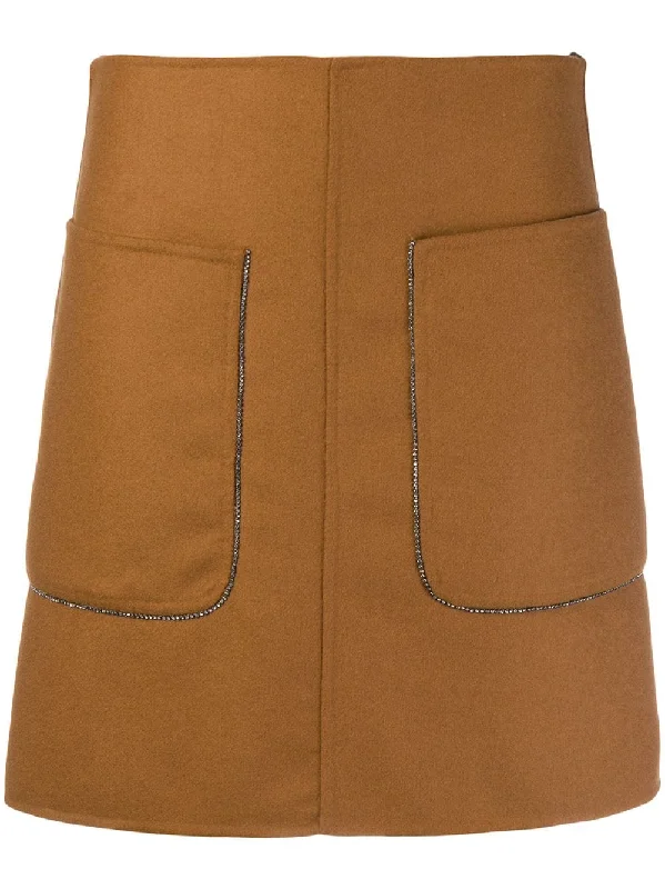 embellished pocked A-line skirt leather skirt bold