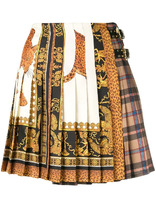 signature print and plaid skirt silk skirt luxurious
