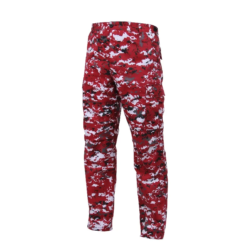 Red Digital Camo Tactical BDU Pants Casual Sweatpants Style