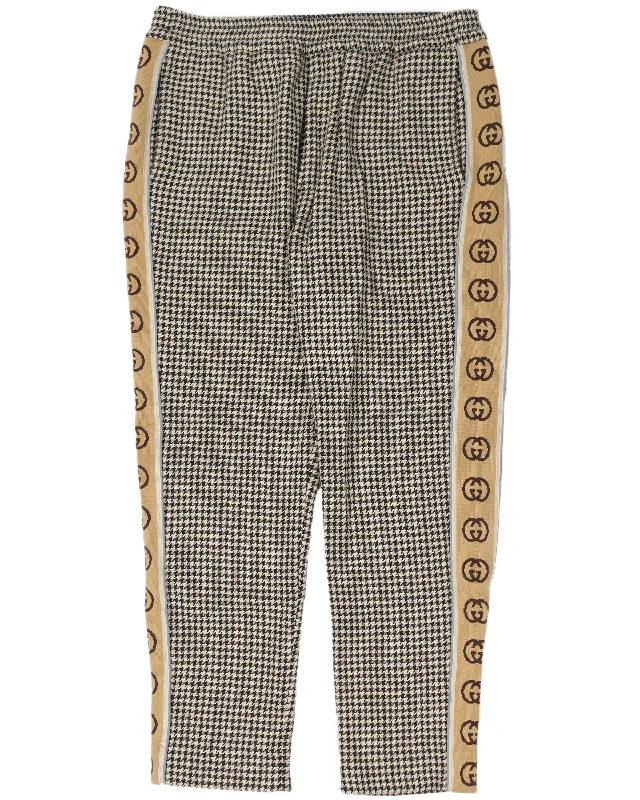 Wool "GG" Stripe Houndstooth Pants Comfy Athletic Pants