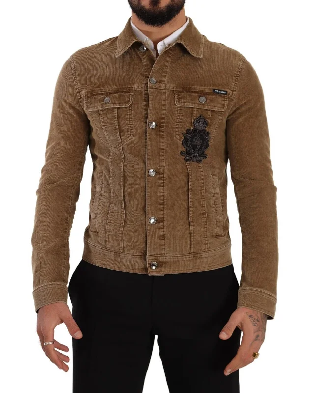 Elegant Corduroy Logo Jacket Print Jacket Jacquard Jacket Embroidered Jacket
