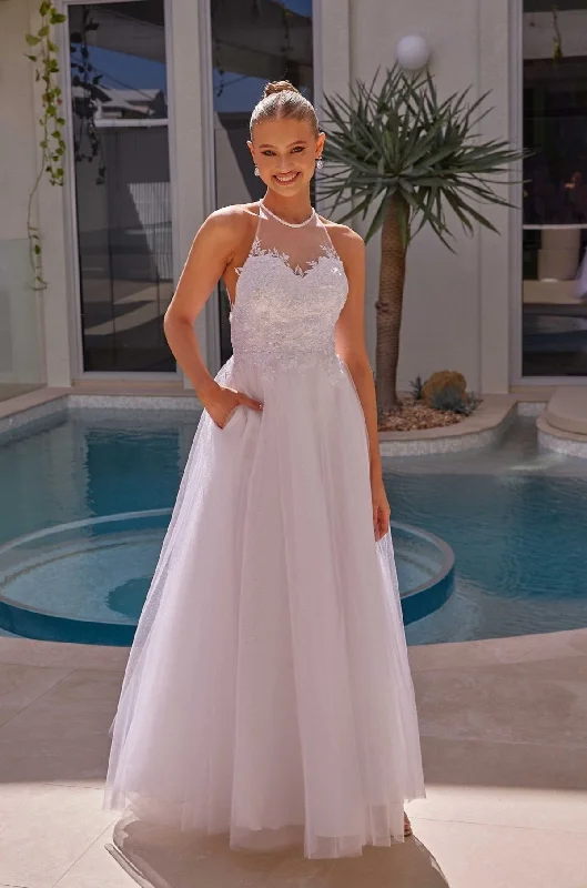 Talcott Halter Neck A-line Debutante Dress