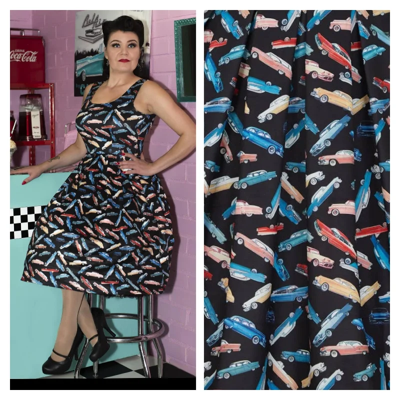 Dolly & Dotty Amanda Swing Dress in Classic Cars Print Tunics Business professional