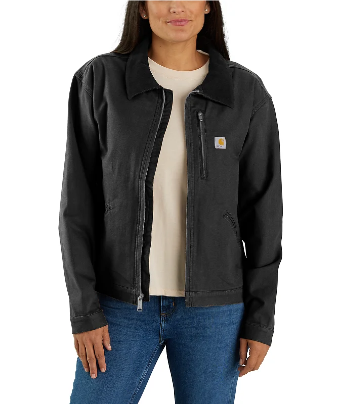 Carhartt Women's Canvas Detroit Jacket - Black Zip Front Button Front Snap Front