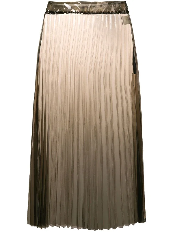 clear pleated PU midi skirt cashmere skirt soft