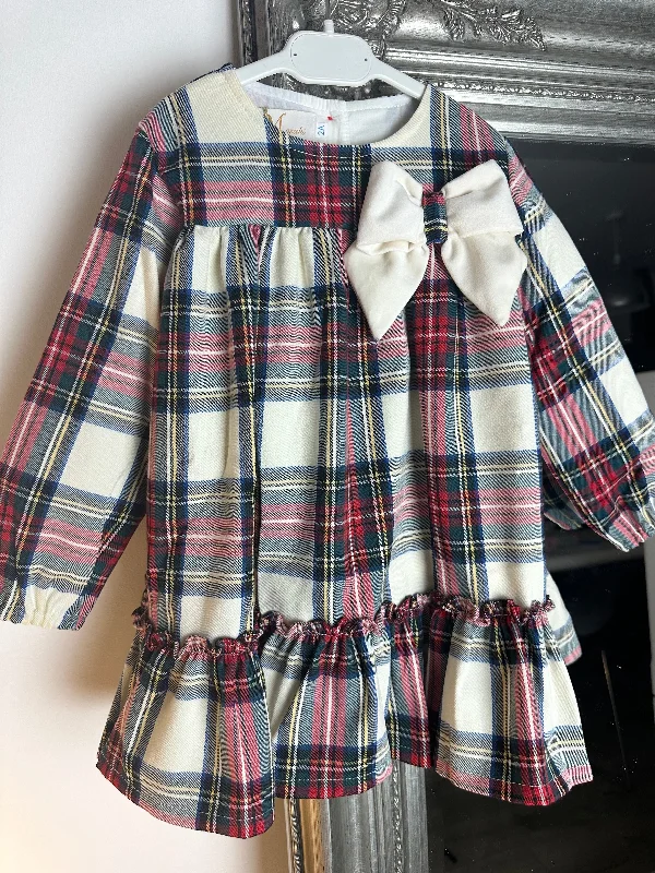 Meraki Tartan Ivory Bow Trimmed Dress Tunics Corduroy durable