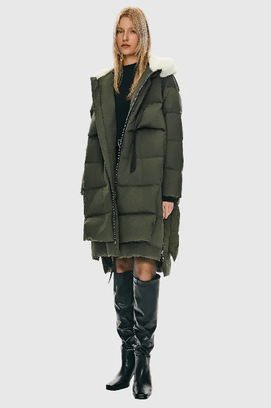 Long Winter Puffer Jacket Anorak Shell Jacket Lightweight Jacket