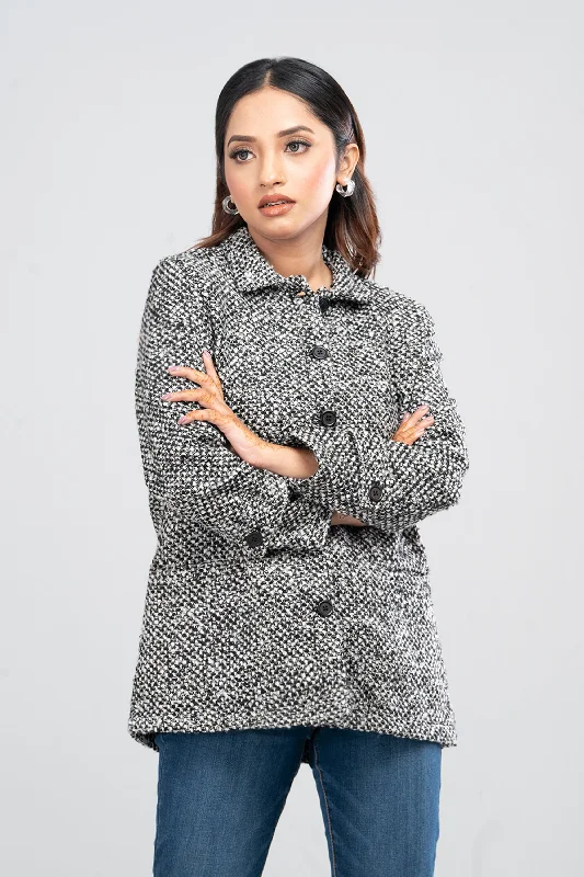 Black and White Herringbone Jacket V-Neck Jacket Boat Neck Jacket Square Neck Jacket Black and White Herringbone Jacket V-Neck Jacket Boat Neck Jacket Square Neck Jacket