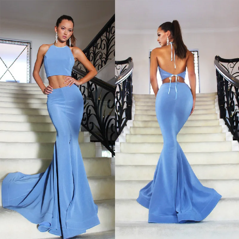 Long Prom Dress, Two Pieces Prom Dress, Mermaid Prom Dress, Halter Prom Dress, Sexy Prom Dress, Backless Prom Dress, Floor-Length Party Dresses, Split Evening Dresses, LB0757 Tunics Luxurious premium