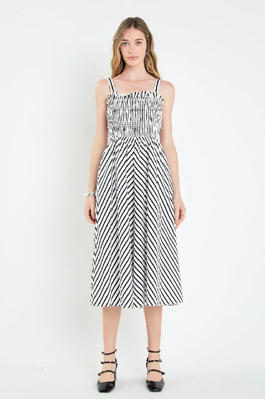 English Factory - Striped Smocked Dress