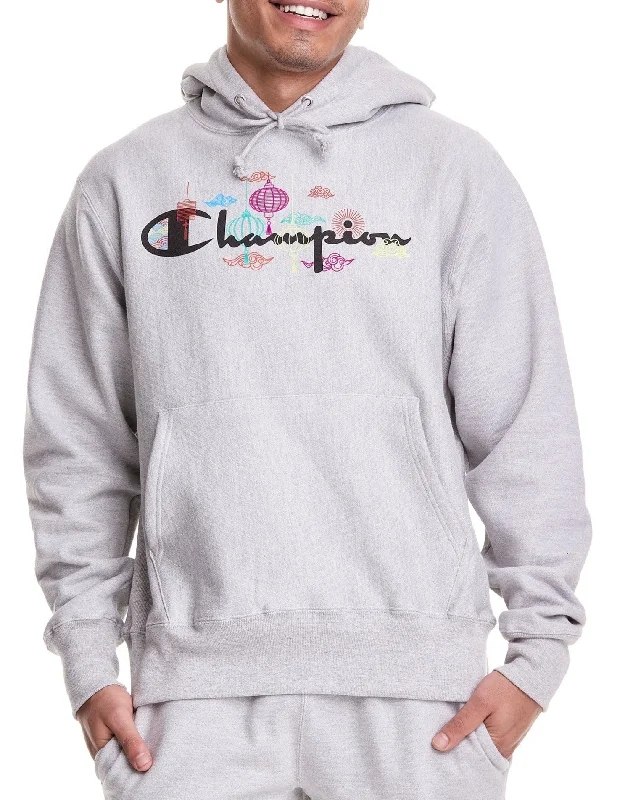 Men's Lunar New Year Reverse Weave Hoodie Hoodie with Snap Buttons Easy Quick