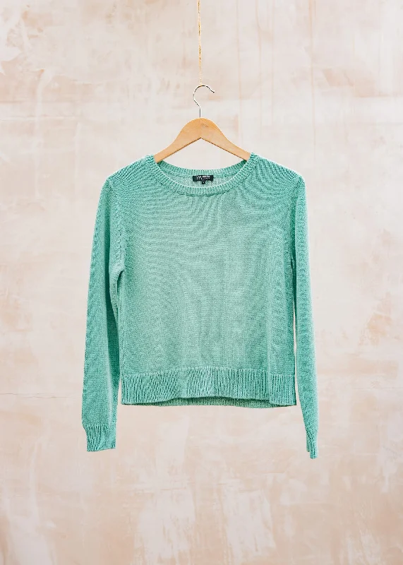 Deep Crew Neck Sweater in Fern Handmade Hand-knitted Hand-woven