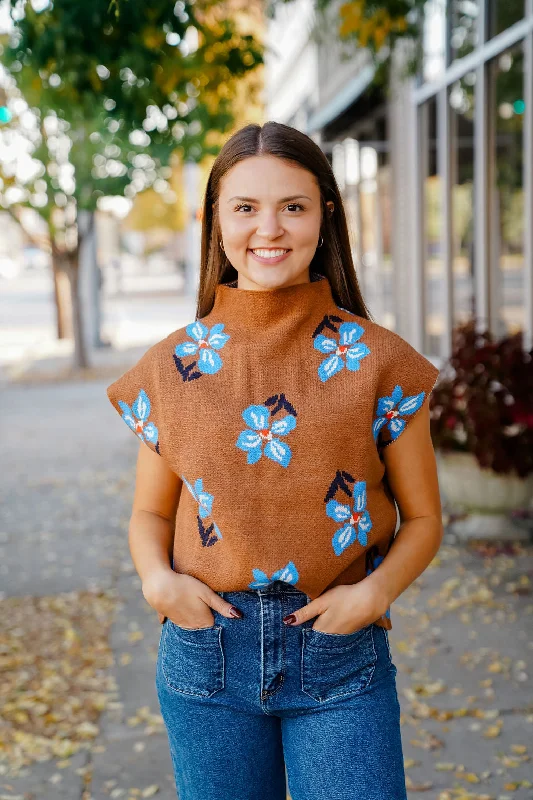 Riley Floral Sweater Seamless Knitted Crochet