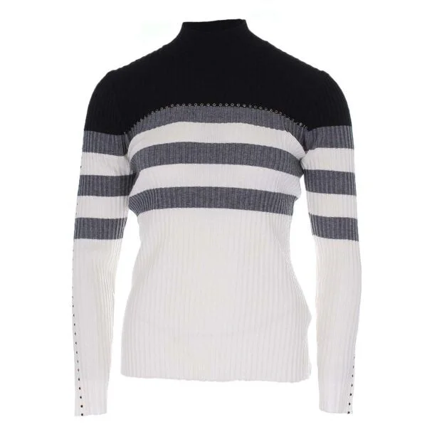 Leo & Ugo Women's Half Stripped Sweater Elasticated Padded Insulated