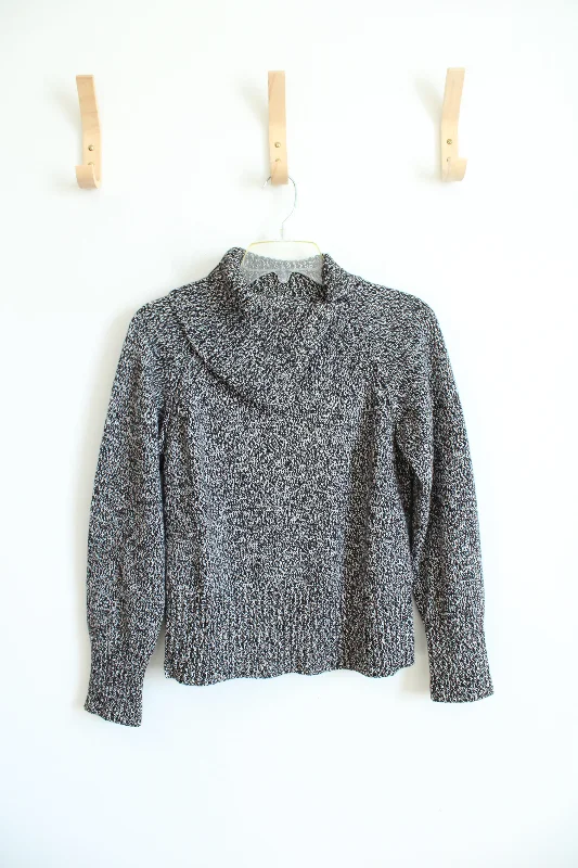 Liz Claiborne Villager Black & White Cowl Neck Sweater | M Lightweight Heavyweight Midweight
