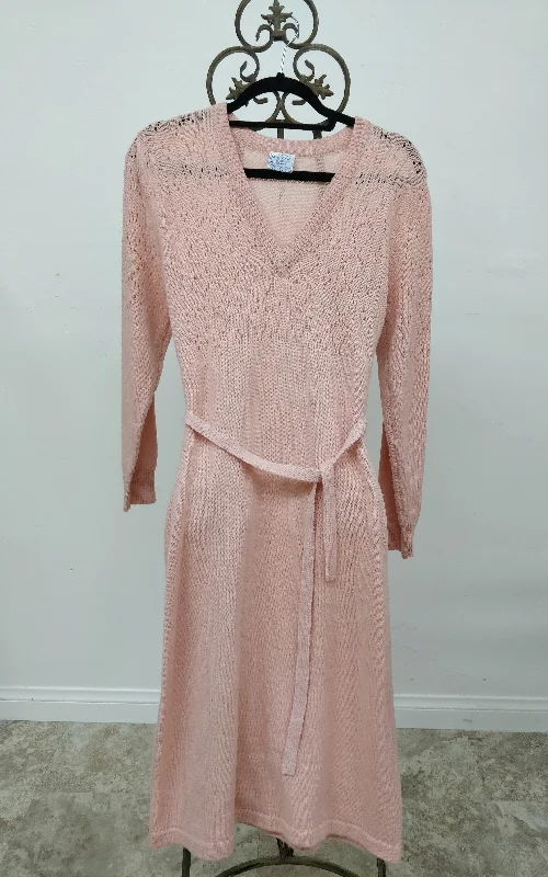 Vintage Joni Blair Peach Sweater Dress Velvet Chenille Corduroy